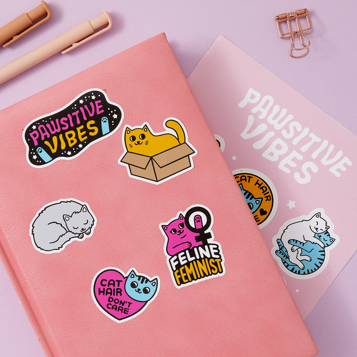 Pawsitive Vibes Cats Sticker Sheet A5