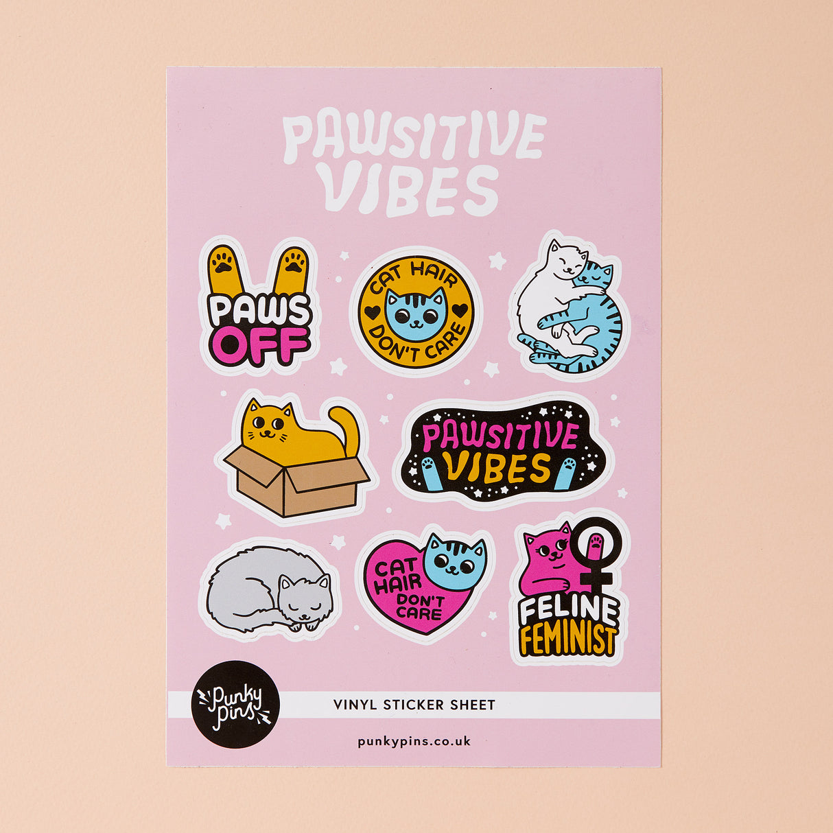 Pawsitive Vibes Cats Sticker Sheet A5