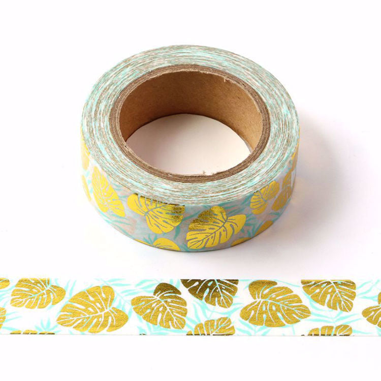 Monstera Leaves Gold Foil Washi Tape