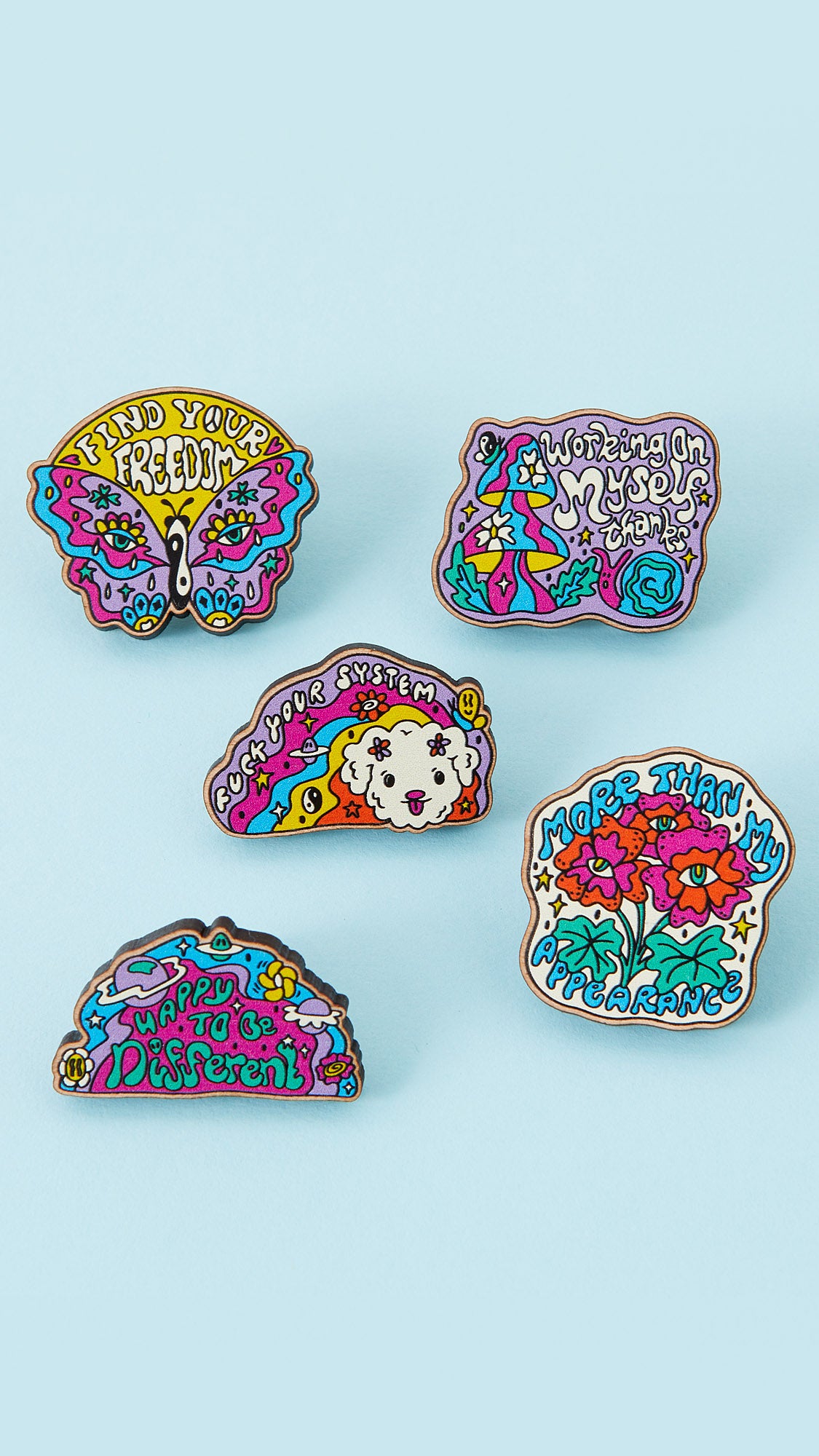 Happy To Be Different Wooden Eco Pin