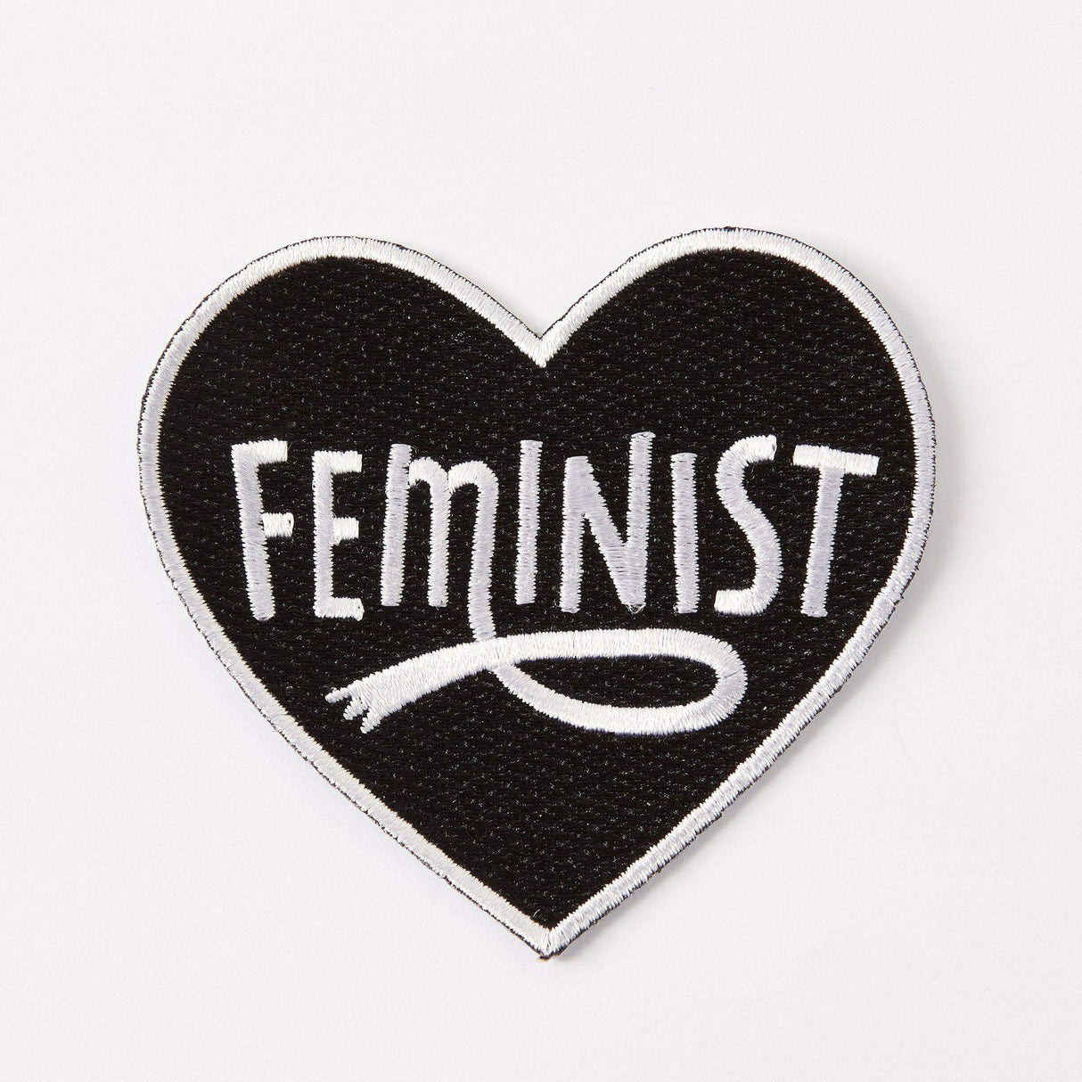 Punky Pins Black Feminist Heart Embroidered Iron On Patch