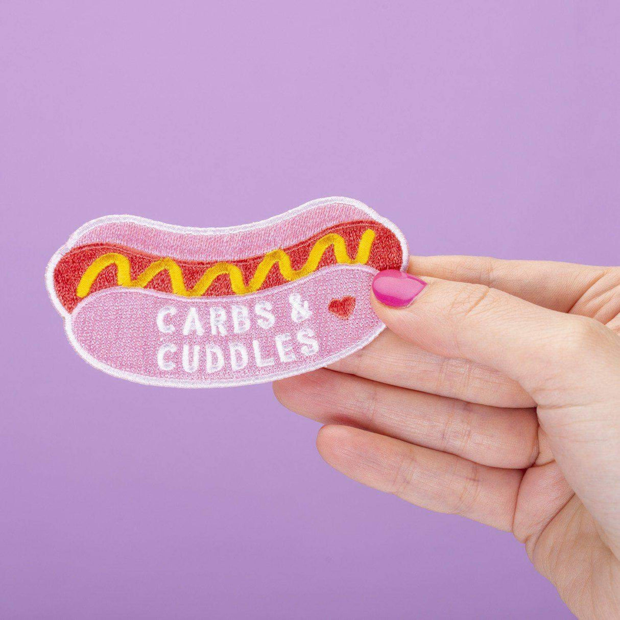 Punky Pins Carbs and Cuddles Hot Dog Embroidered Iron On Patch