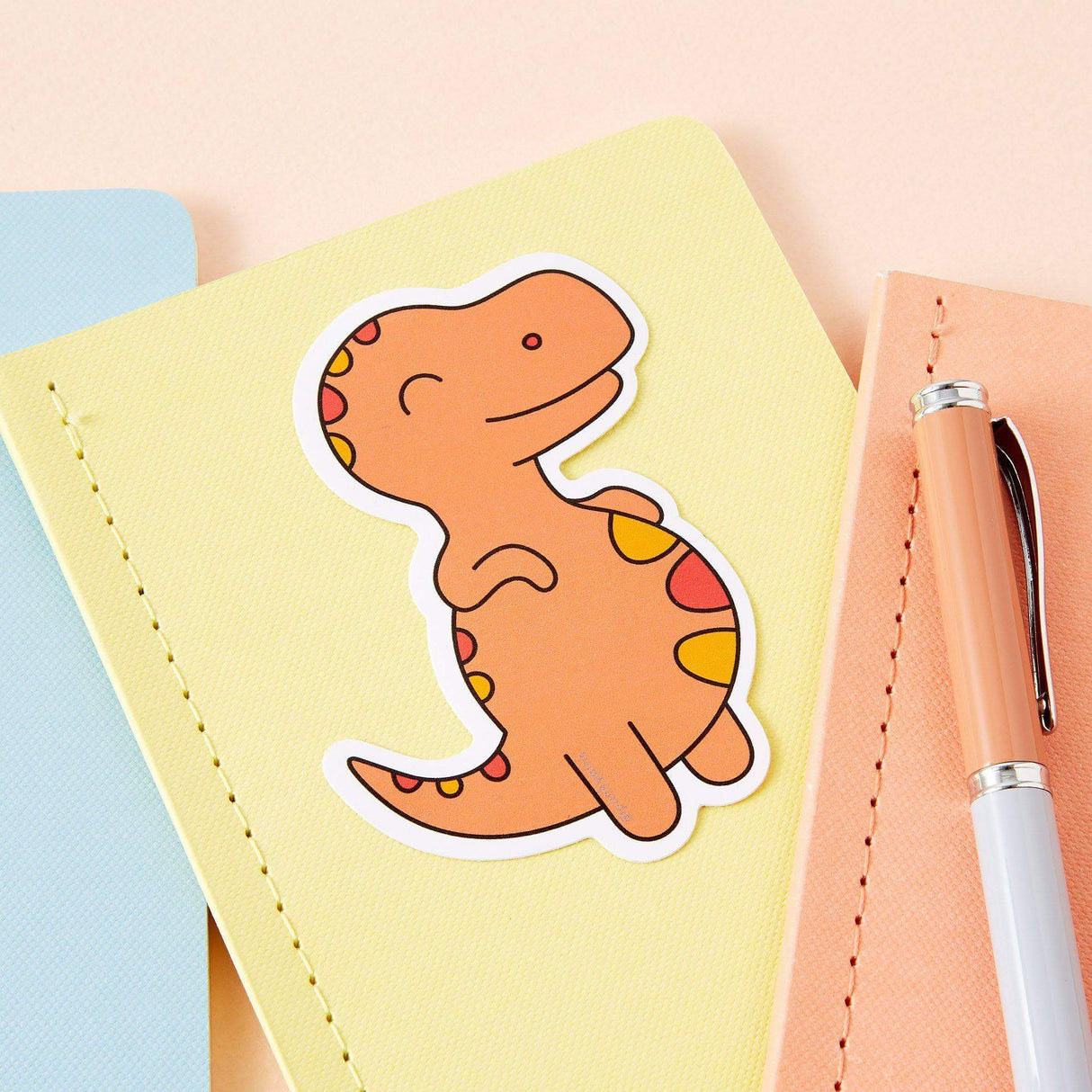 Punky Pins Chubby Orange Dinosaur Large Vinyl Sticker