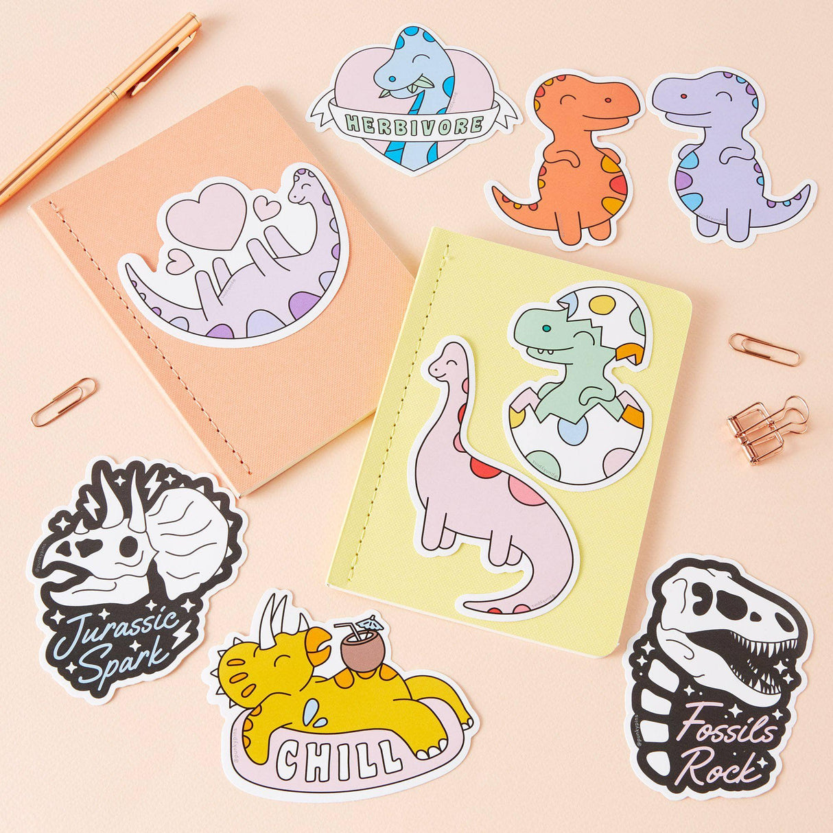 Punky Pins Chubby Orange Dinosaur Large Vinyl Sticker