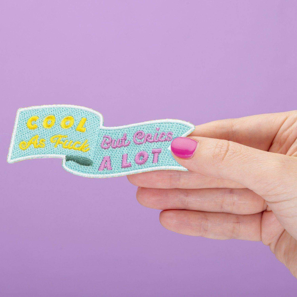 Punky Pins Cool As Fuck But Cries A Lot Embroidered Iron On Patch