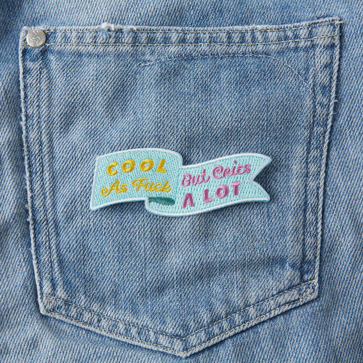 Punky Pins Cool As Fuck But Cries A Lot Embroidered Iron On Patch