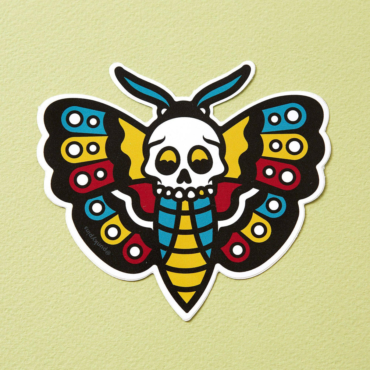 Punky Pins Death Head Moth Tattoo Inspired Vinyl Laptop Sticker