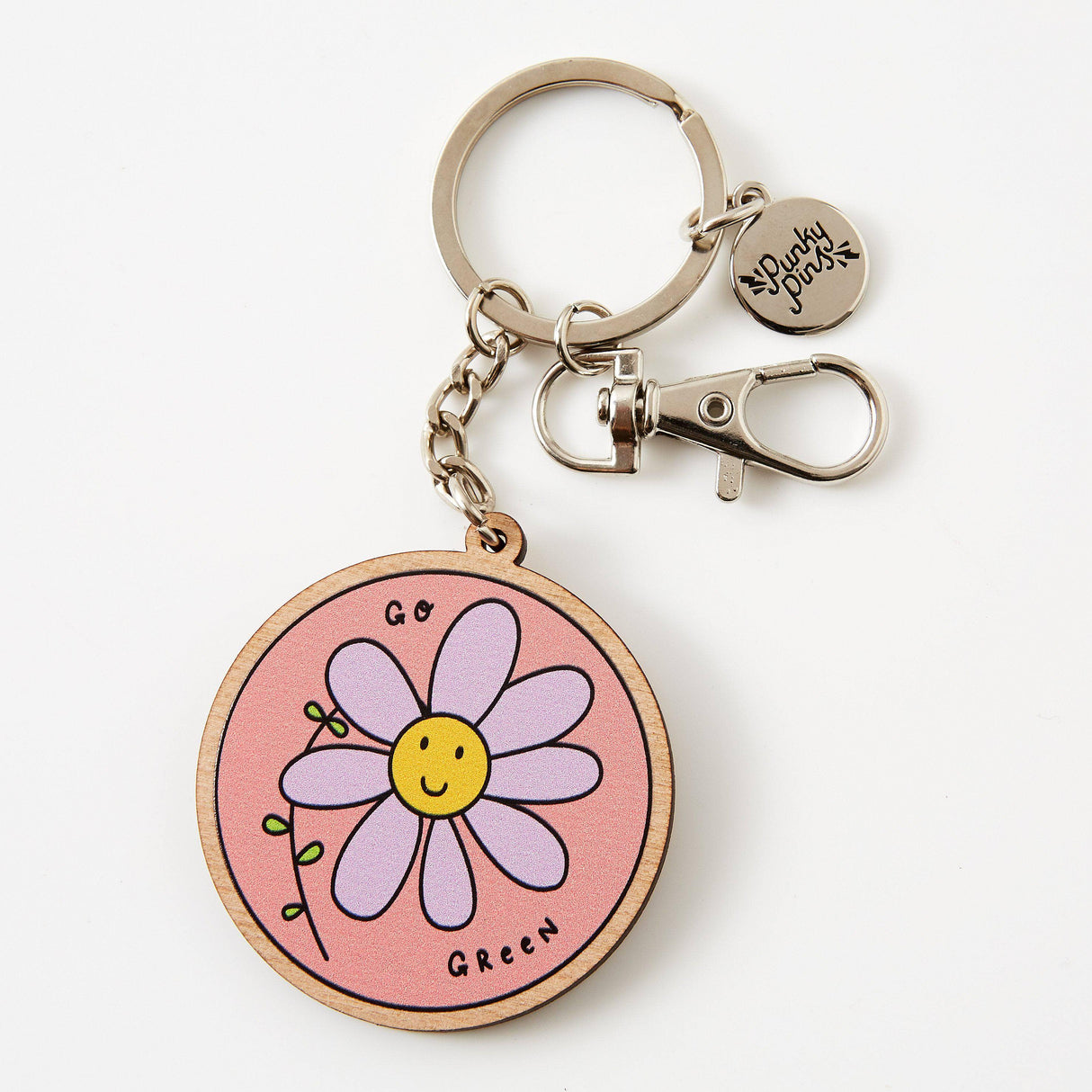 Punky Pins Go Green Wooden Eco Keyring