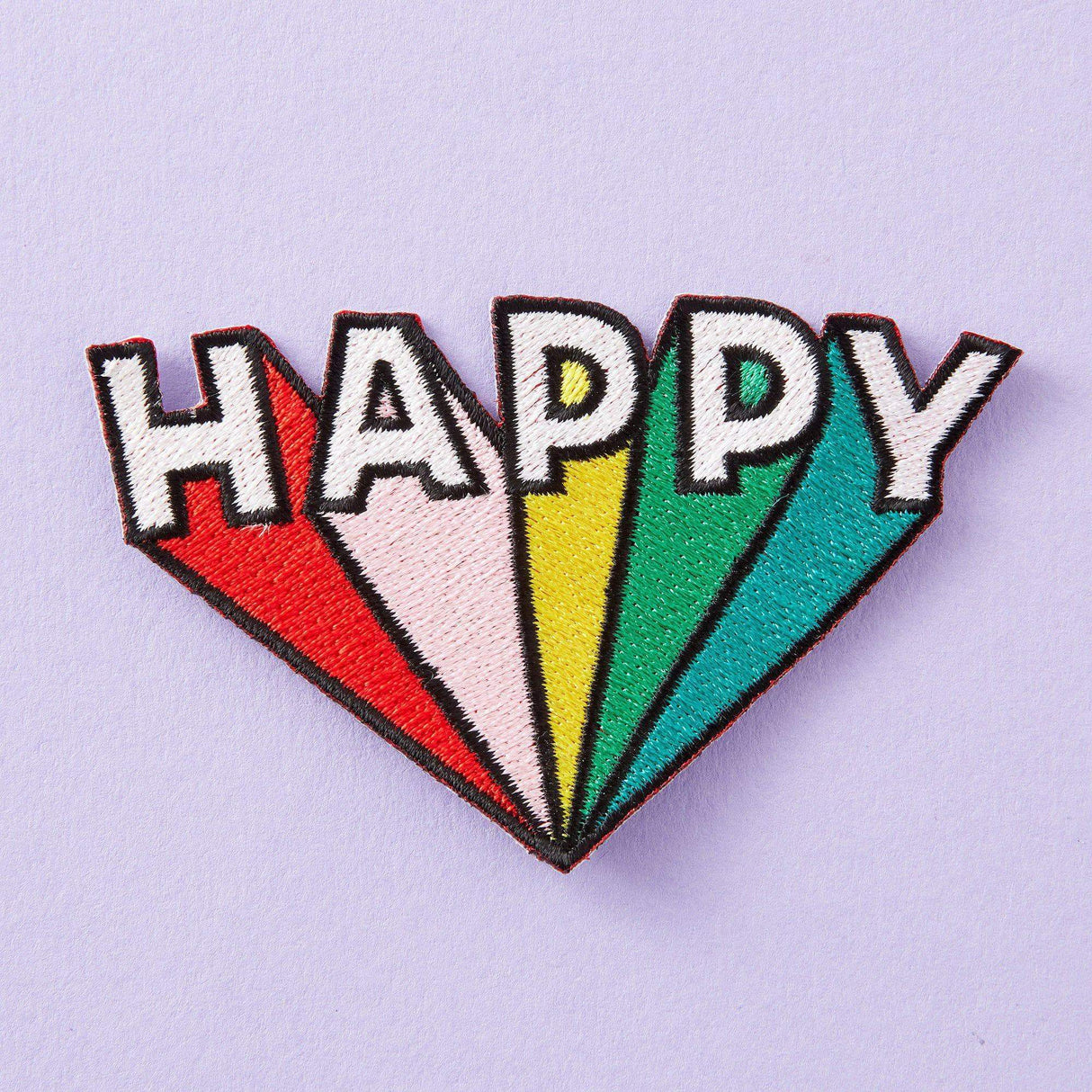 Punky Pins Happy Embroidered Iron On Patch
