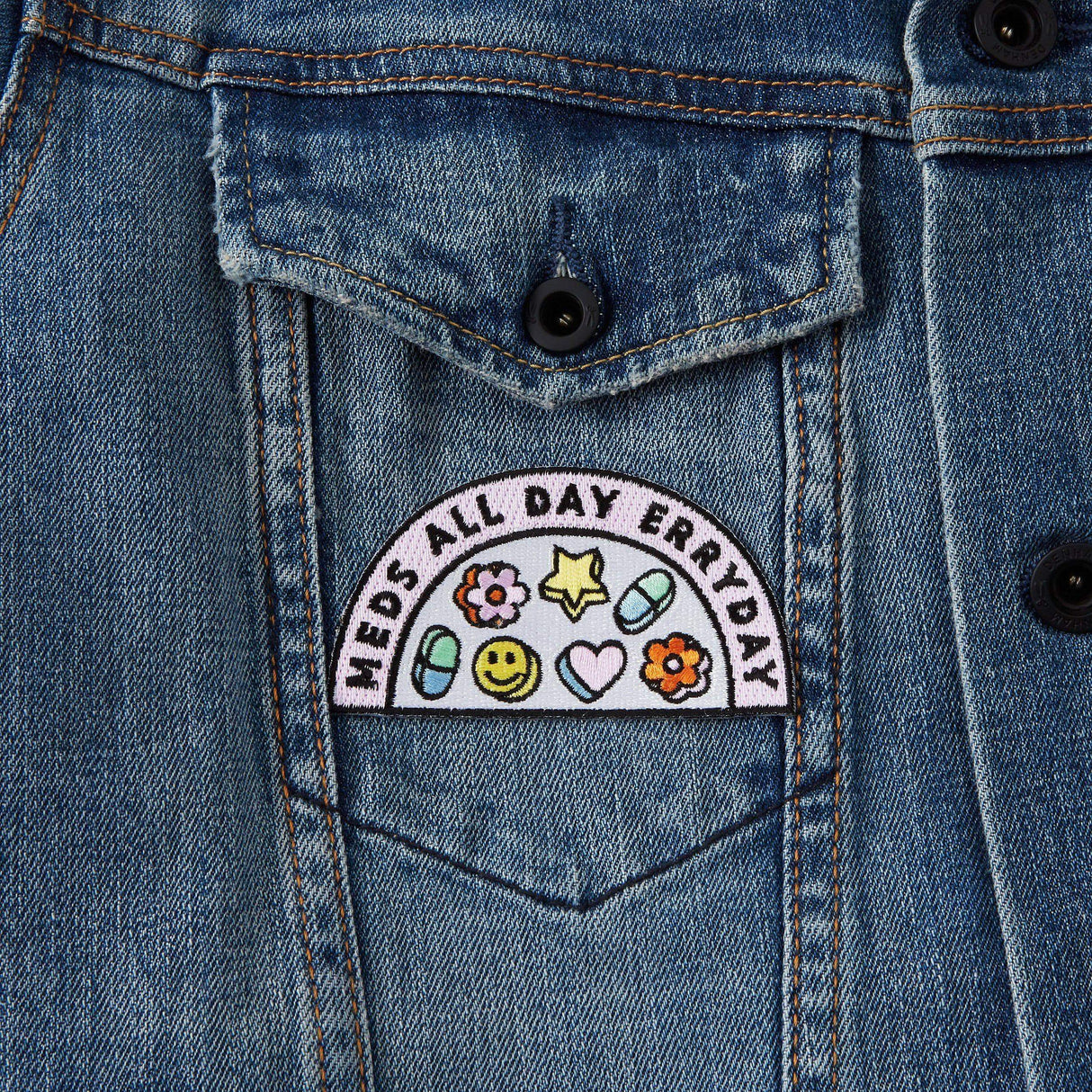 Punky Pins Meds All Day Everyday Iron-on Patch