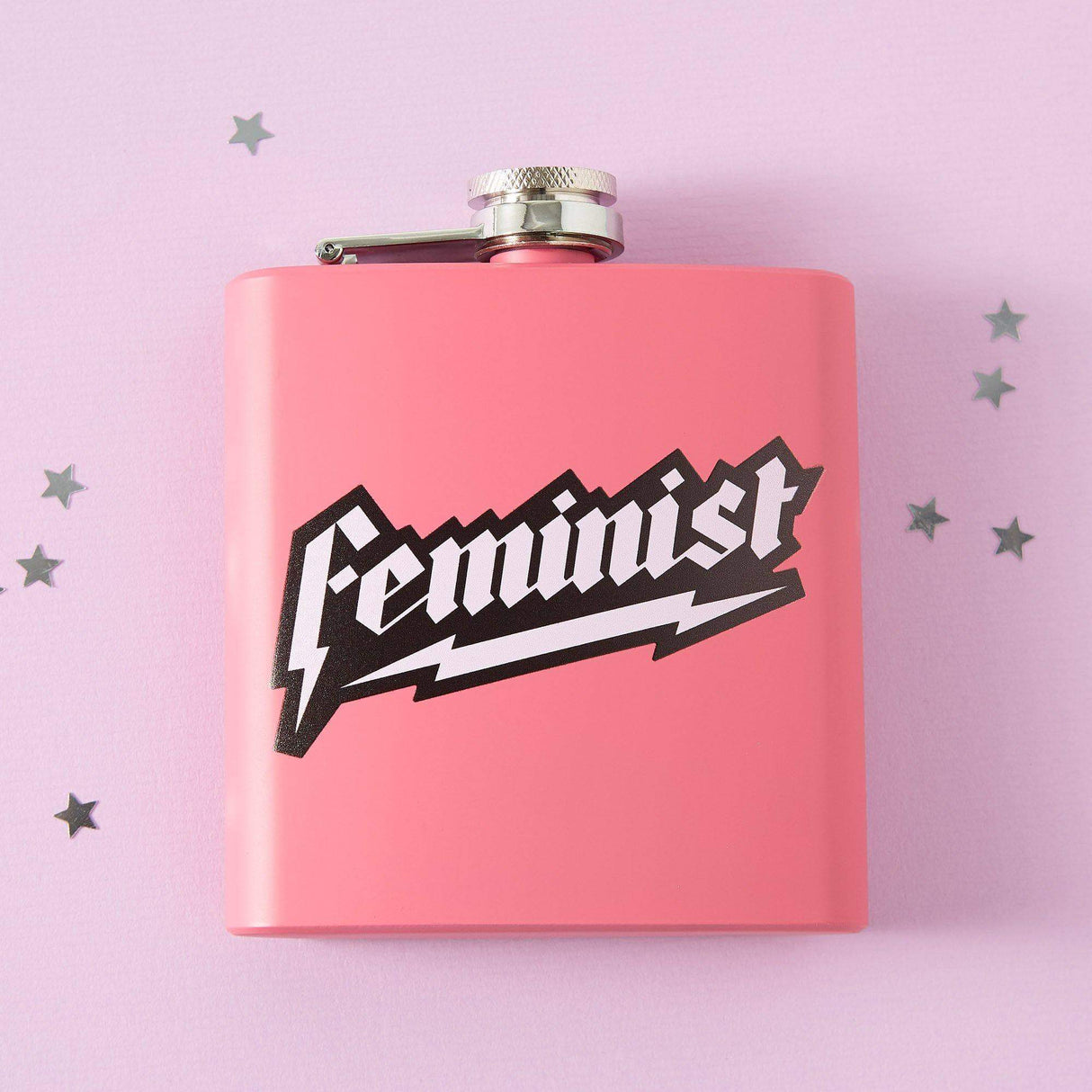 Punky Pins Pink Feminist Hip Flask