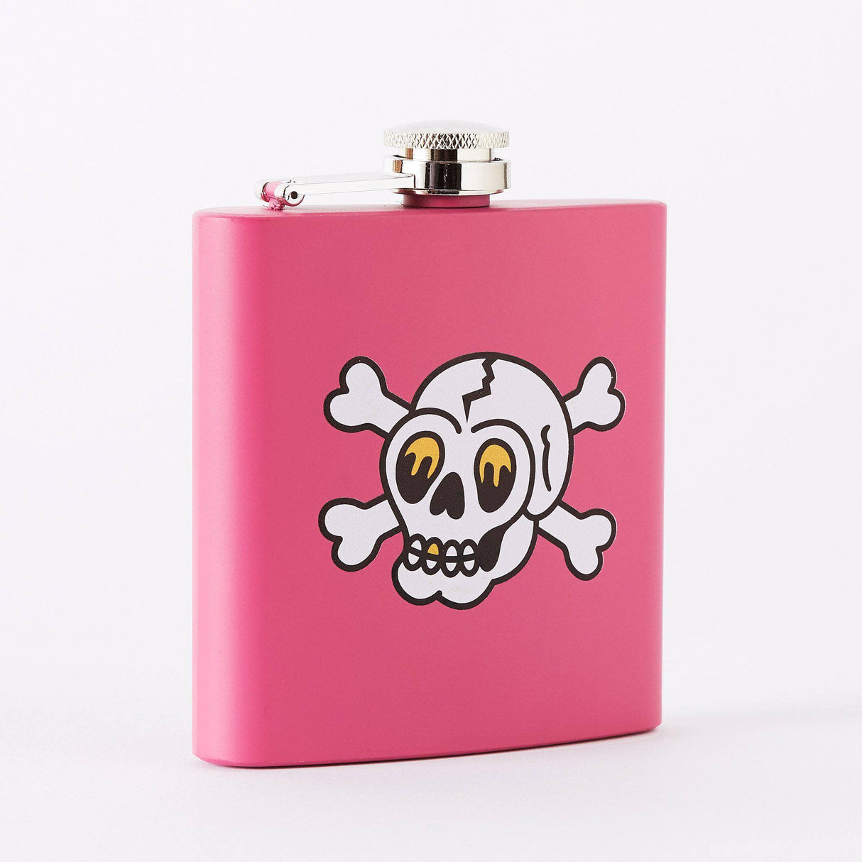 Punky Pins Skull & Crossbones Tattoo Short Pink Hip Flask