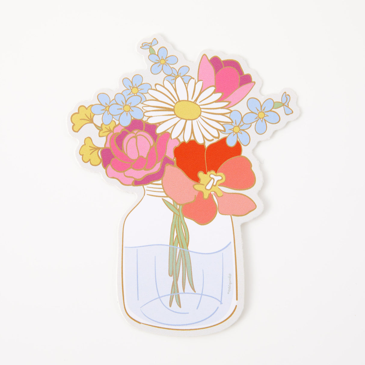 Jam Jar Flowers Vinyl Sticker