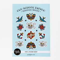 Old School Tattoo A5 Vinyl Sticker Sheet