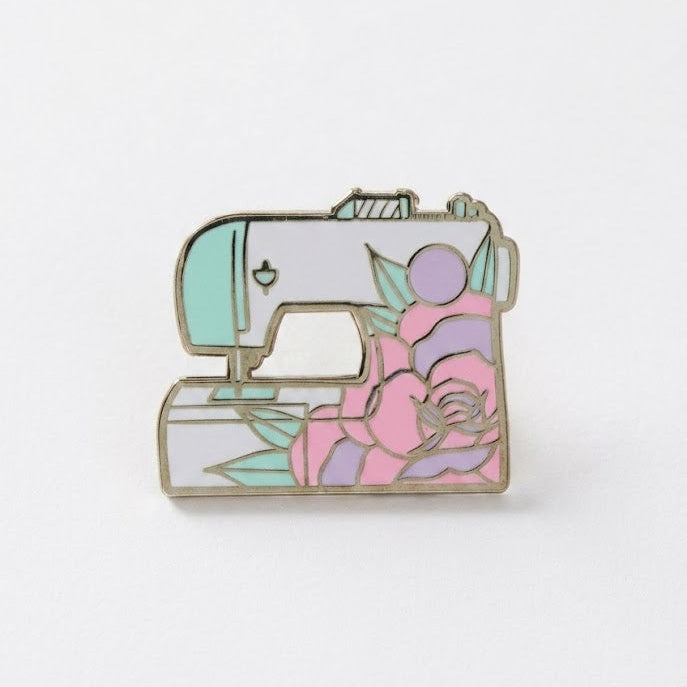 Floral Sewing Machine Enamel Pin