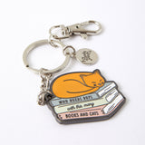 Who Needs Boys With This Many Books and Cats Enamel Keyring
