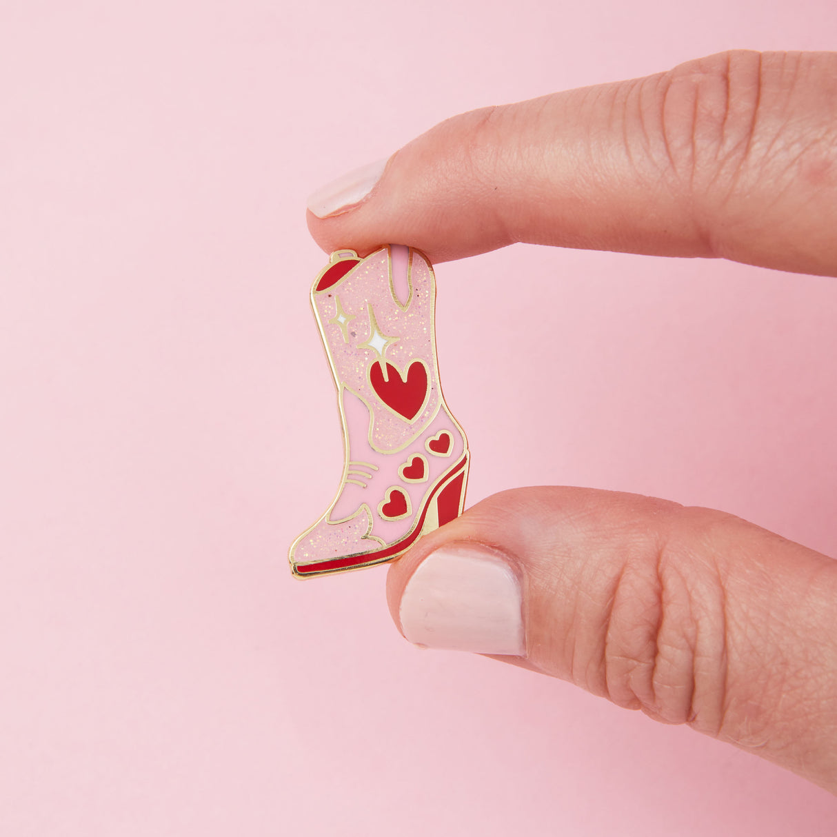 Glitter Cowgirl Boot Enamel Pin