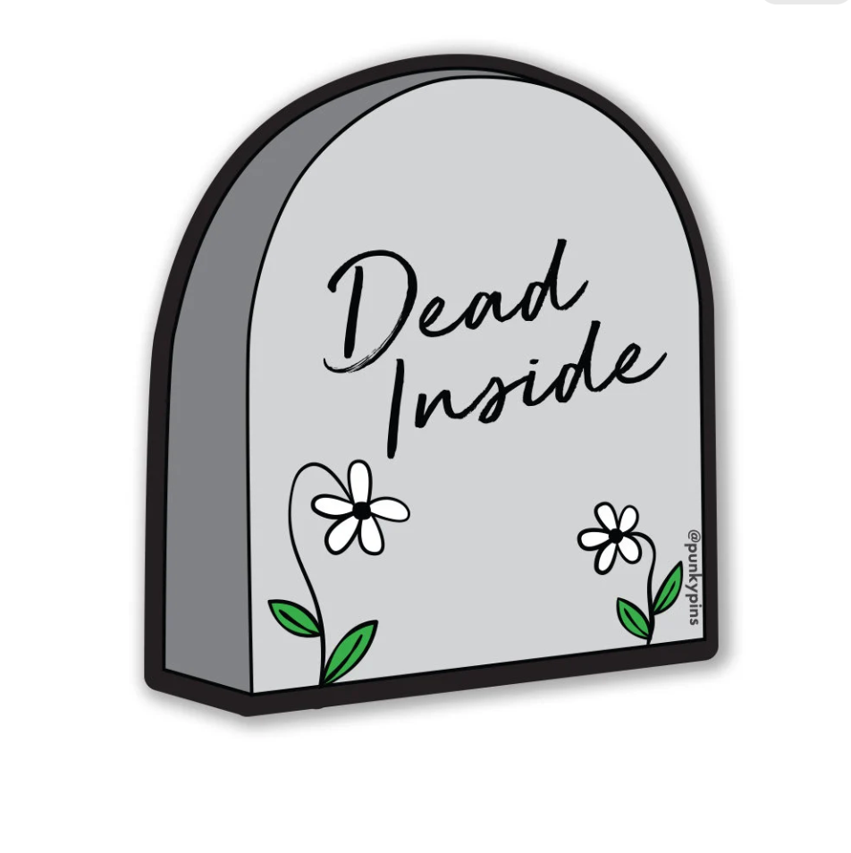 Dead Inside Tombstone Laptop Sticker