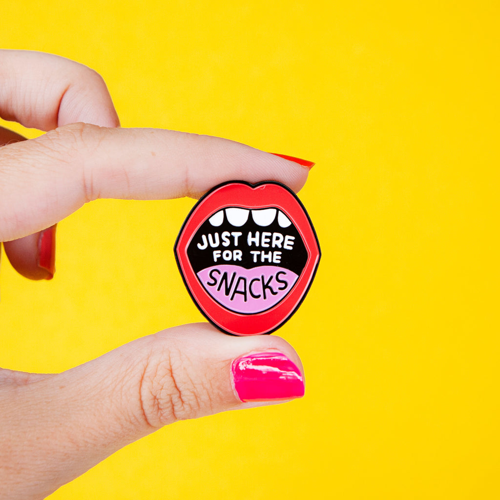 Just Here For The Snacks Enamel Pin