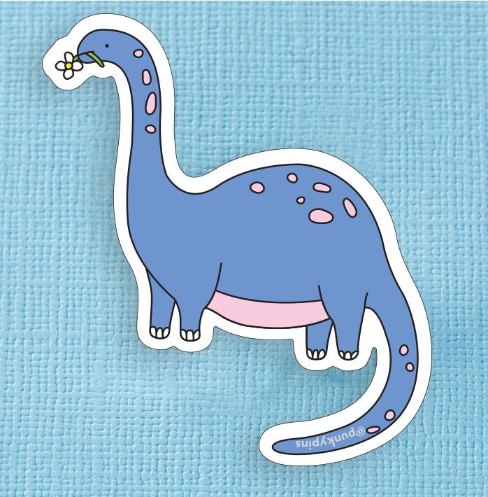 Blue Apatosaurus Dinosaur Large Vinyl Sticker
