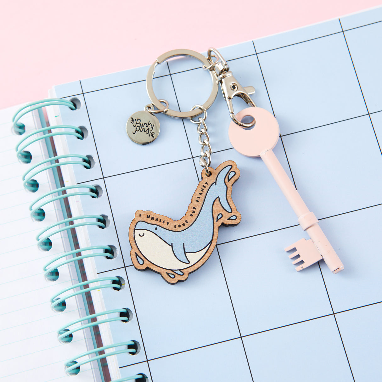 Whale Love Wooden Eco Keyring