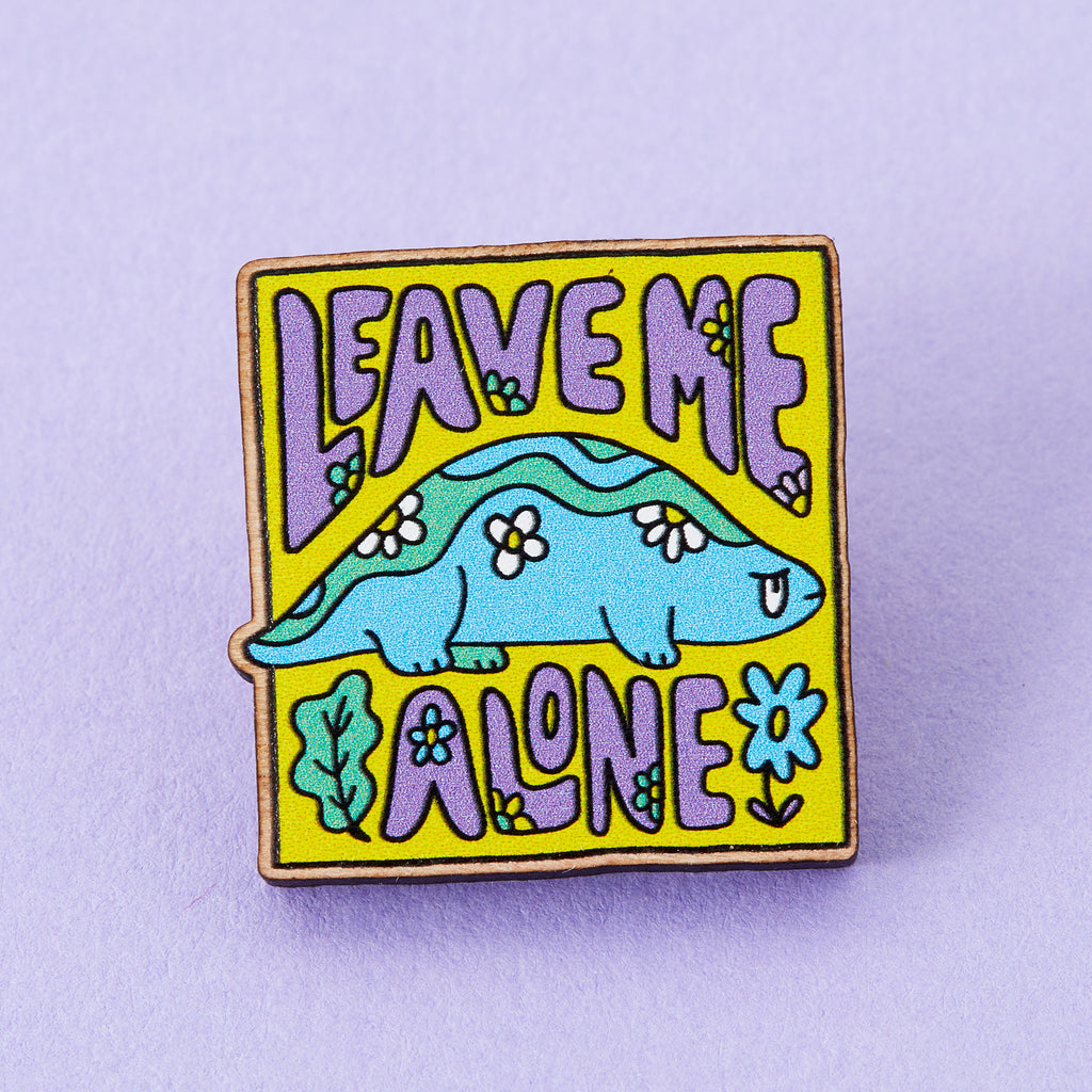 Leave Me Alone Dinosaur Wooden Eco Pin