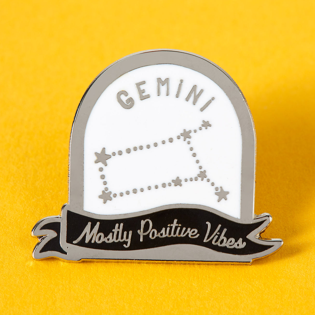 Gemini Black and White Starsign Enamel Pin