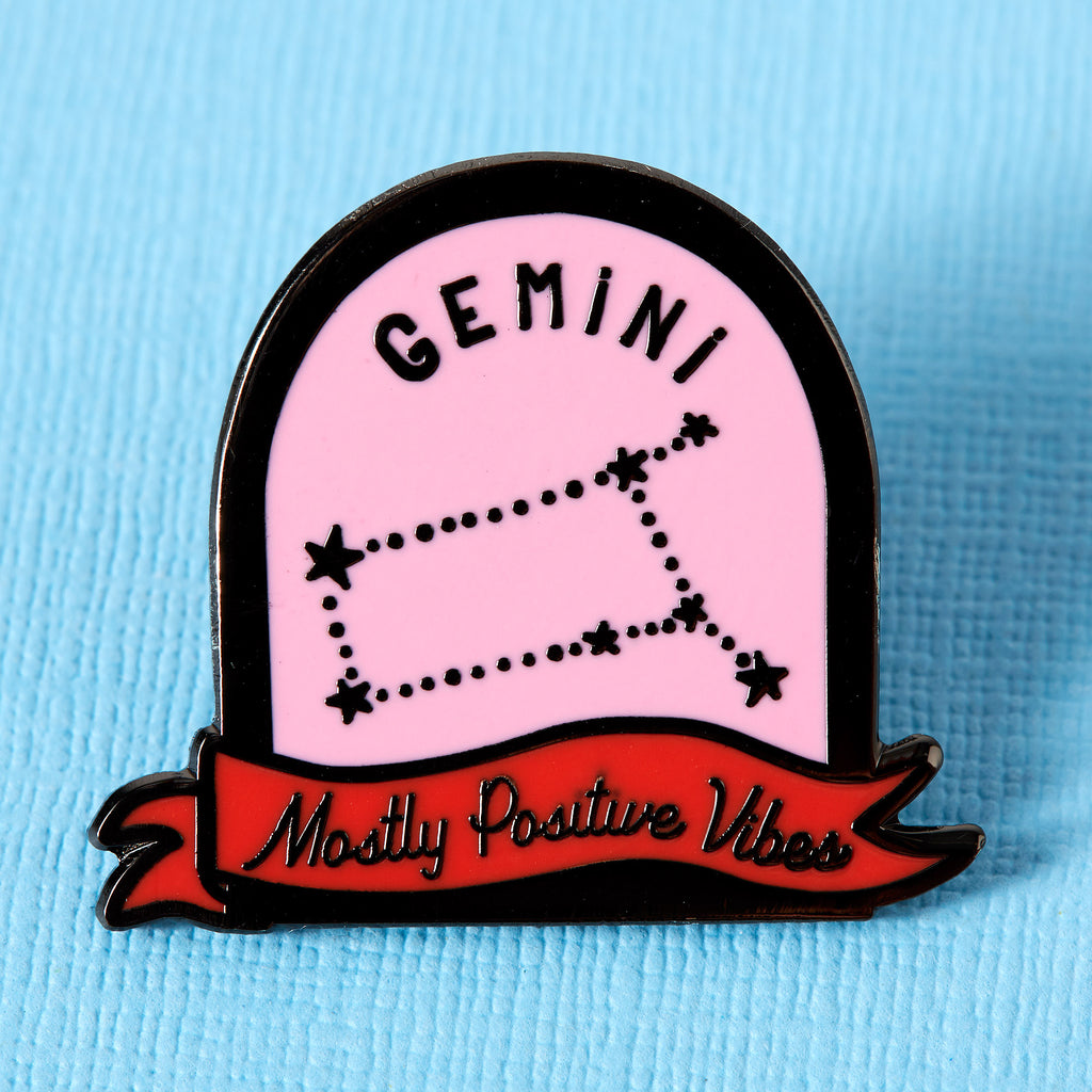 Gemini Pink and Red Starsign Enamel Pin