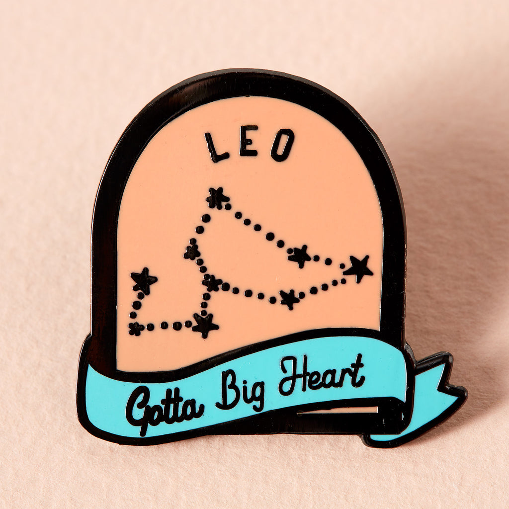 Leo Coral and Green Starsign Enamel Pin