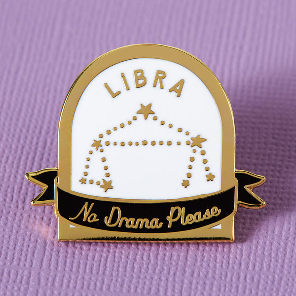 Libra Black and White Starsign Enamel Pin