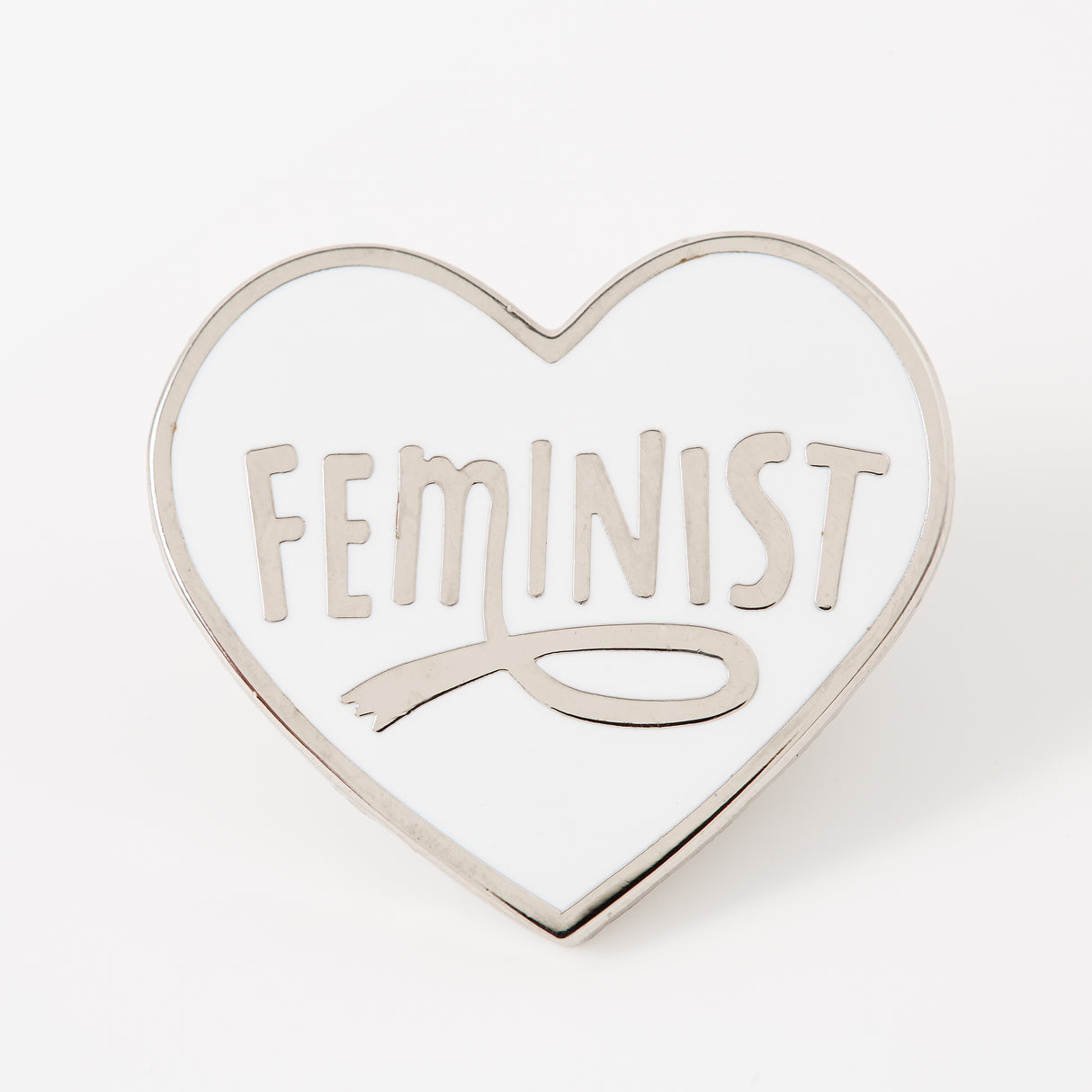 Feminist Heart White Enamel Pin - Limited Edition
