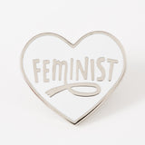 Feminist Heart White Enamel Pin - Limited Edition