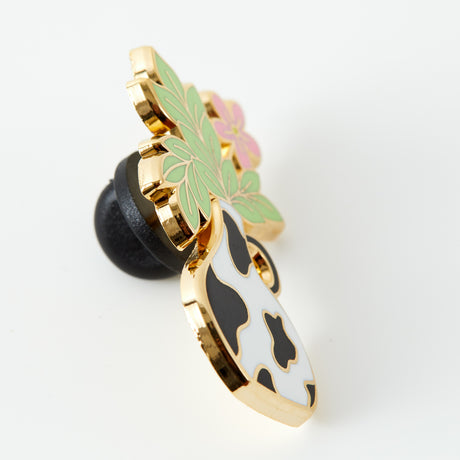 Cow Print Vase Enamel Pin