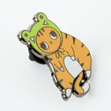 Frog Hat Cat Enamel Pin
