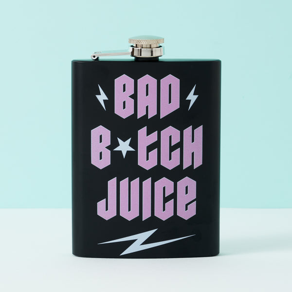 Bad B*tch Juice Tall Black Hip Flask