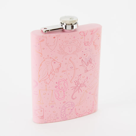 Zodiac Tall Light Pink Hip Flask