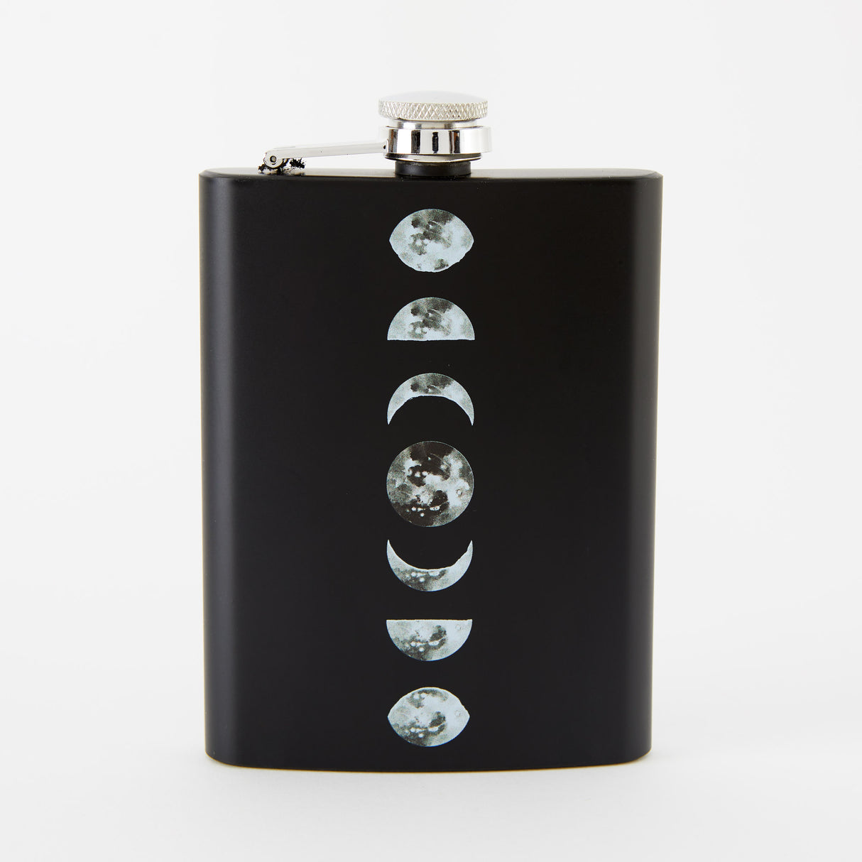 Moon Cycle Tall Black Hip Flask