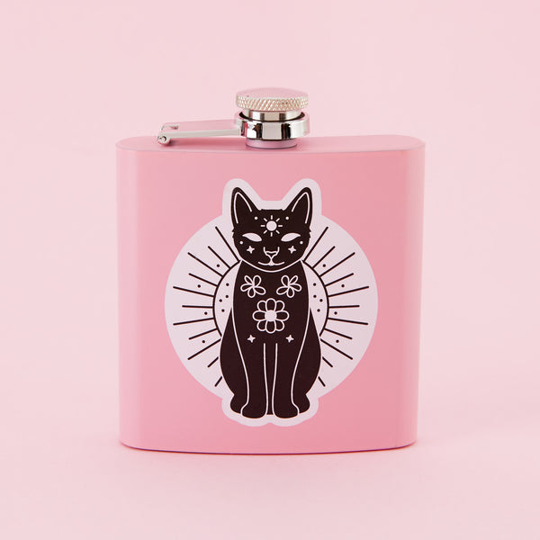 Mystic Mog Light Pink Hip Flask