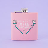 Going To Hell Light Pink Hip Flask