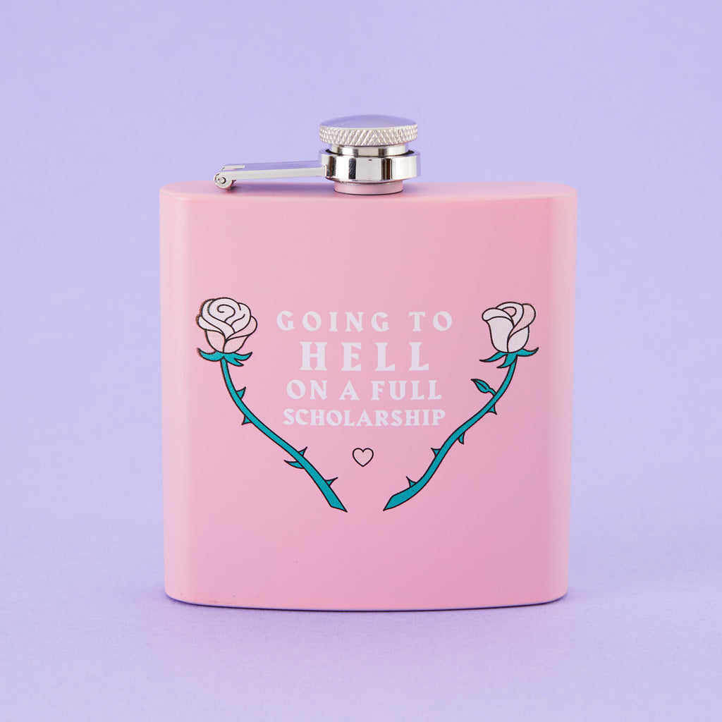 Going To Hell Light Pink Hip Flask
