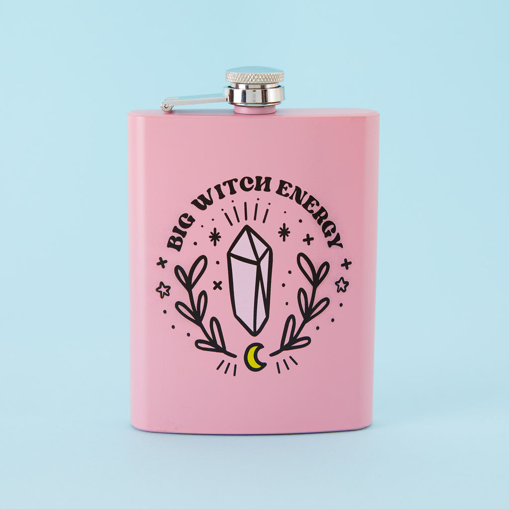 Big Witch Energy Tall Light Pink Hip Flask