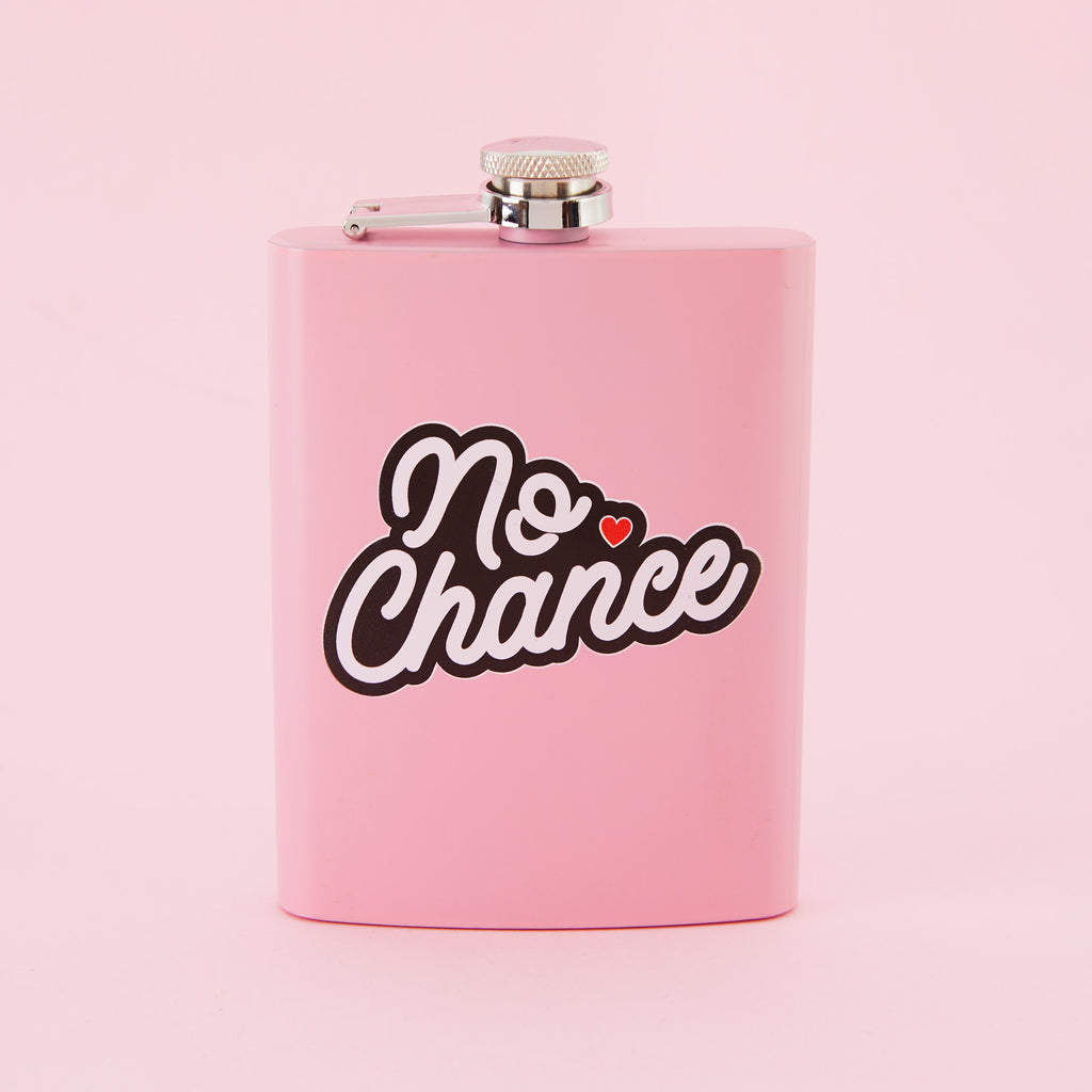 No Chance Tall Light Pink Hip Flask