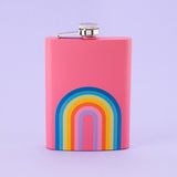 Retro Rainbow Tall Pink Hip Flask