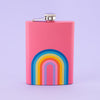 Retro Rainbow Tall Pink Hip Flask