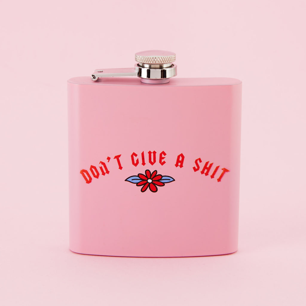 Don't Give A Shit Light Pink Hip Flask