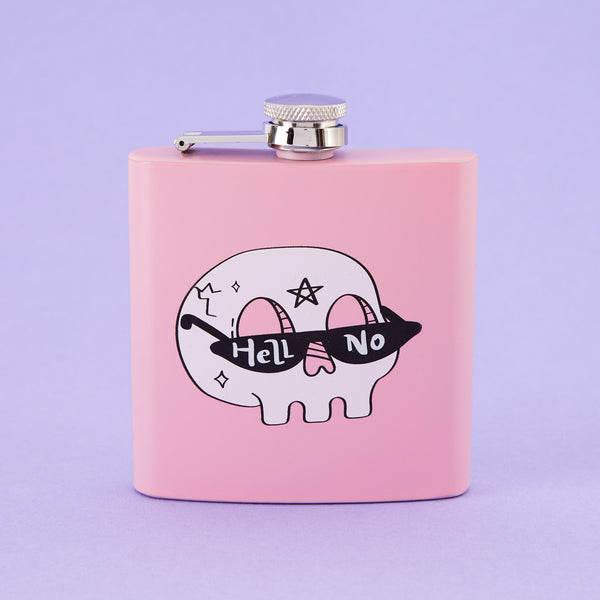 Hell No Light Pink Hip Flask