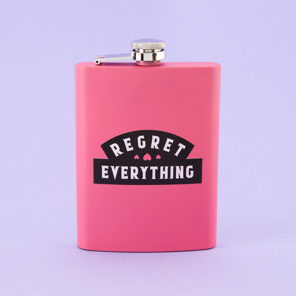 Regret Everything Tall Pink Hip Flask
