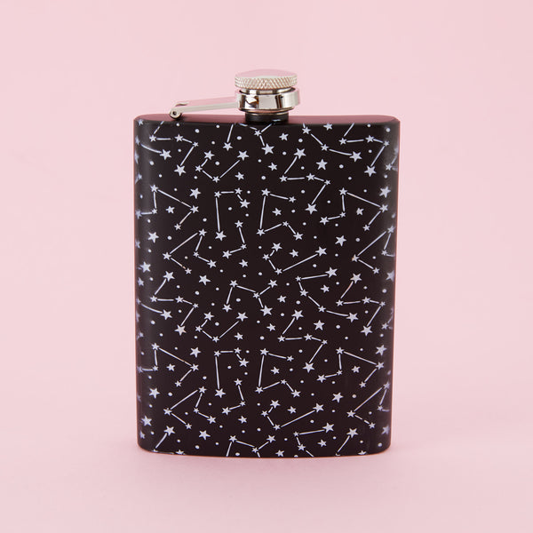 Constellation Tall Black Hip Flask