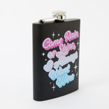 Come rain or shine Tall Black Hip Flask