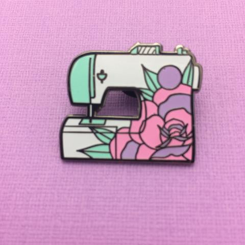 Floral Sewing Machine Enamel Pin